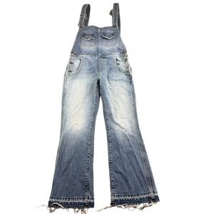 Alanui‎ Denim Overalls Women 26 Blue Ladybug Clover Embroider 100% Cotton Italy